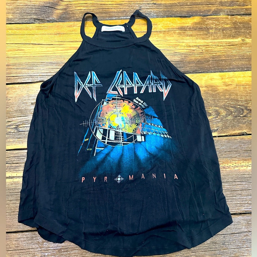 Daydreamer Def Lepard PYR Mania Black High Neck Tank Top M